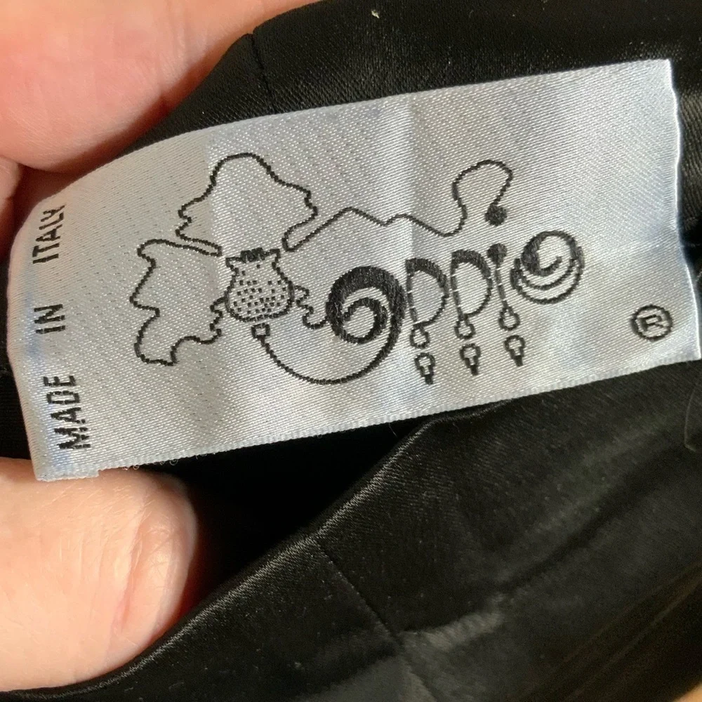 Italian Vintage Oppio black satin stretchy slit sides pants‎ IT 44, US 10 - Picture 4 of 7